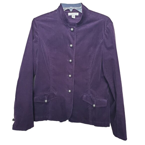 Coldwater Creek Purple Corduroy Long Sleeve Button-Up Jacket Size 12 Whimsigoth - Picture 1 of 5